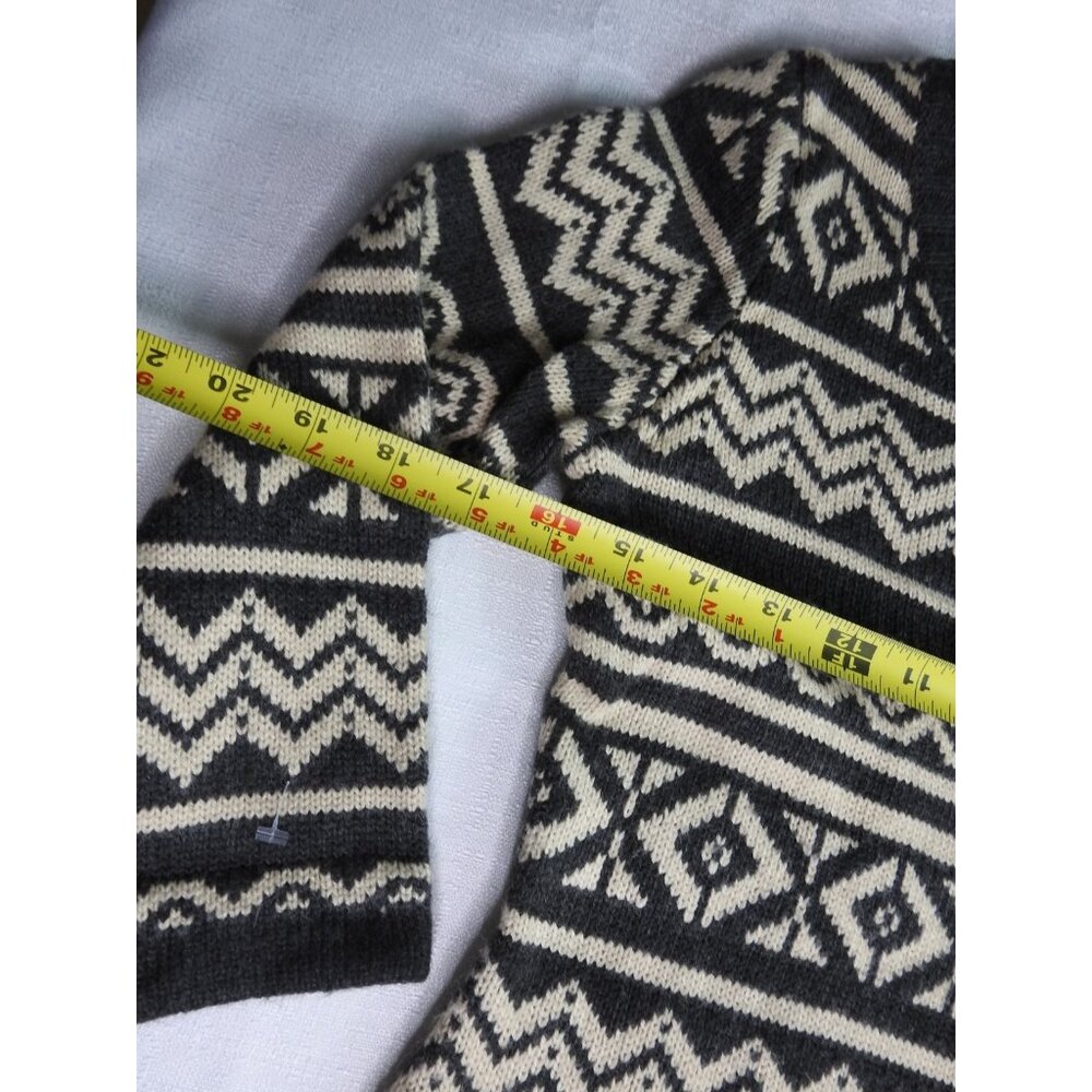 Pink Rose Sweater Dress Small Gray Black White Geometric Aztec Fair Isle Knit - Picture 7 of 8